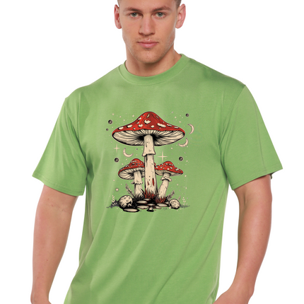 Boho Retro Hippie Mushrooms Natural Unisex Bamboo/Cotton Graphic T-Shirt