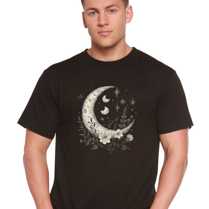 Moons and Stars Boho Flowers Vintage Unisex Bamboo/Cotton Graphic T-Shirt