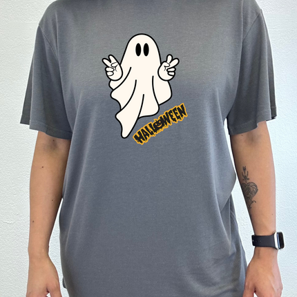Halloween Ghost Unisex Bamboo Viscose/Organic Cotton Short Sleeve Graphic T-Shirt