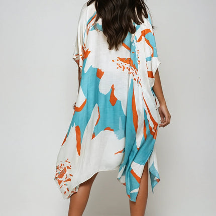 Ocean Bloom Kimono Wrap Aquamarine