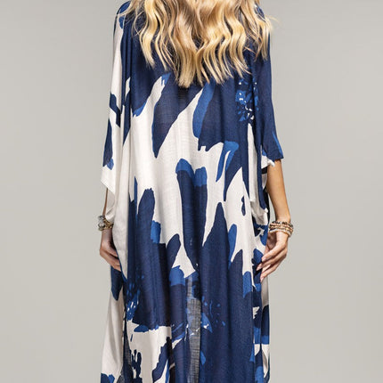 Ocean Bloom Kimono Wrap Navy