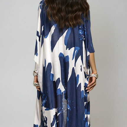 Ocean Bloom Kimono Wrap Navy