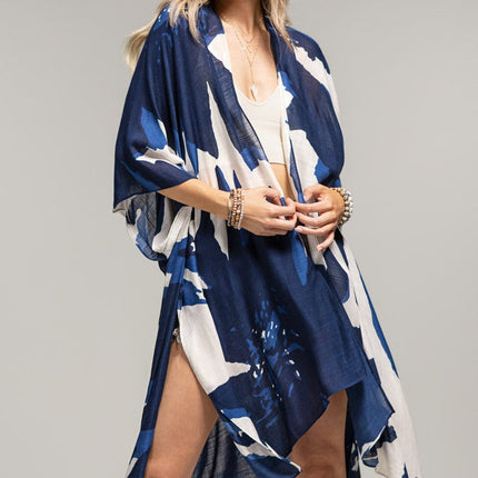 Ocean Bloom Kimono Wrap Navy