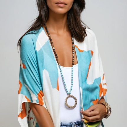 Ocean Bloom Kimono Wrap Aquamarine