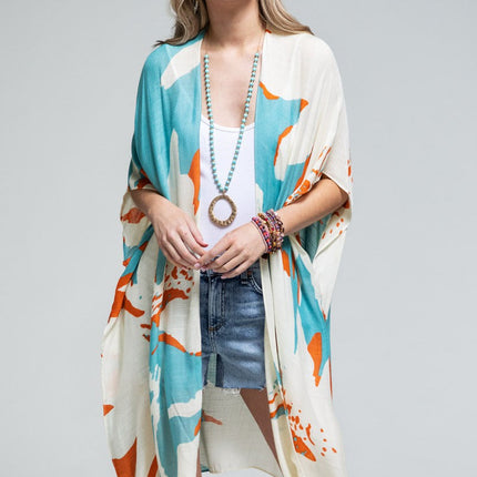 Ocean Bloom Kimono Wrap Aquamarine
