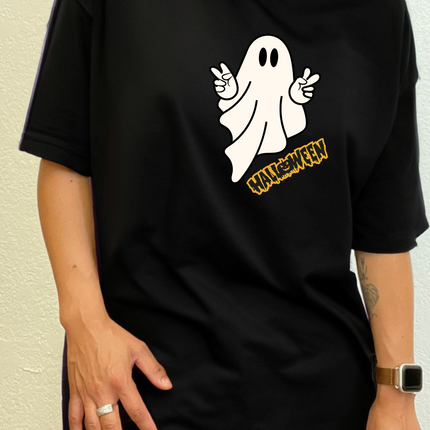 Halloween Ghost Unisex Bamboo Viscose/Organic Cotton Short Sleeve Graphic T-Shirt