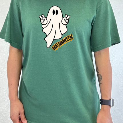 Halloween Ghost Unisex Bamboo Viscose/Organic Cotton Short Sleeve Graphic T-Shirt