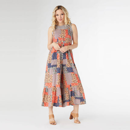 Serenity Patchwork Jumpsuit with Side Pockets