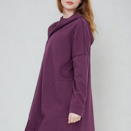 Cozy Comfort Zip Up Hoodie Jacket Burgundy