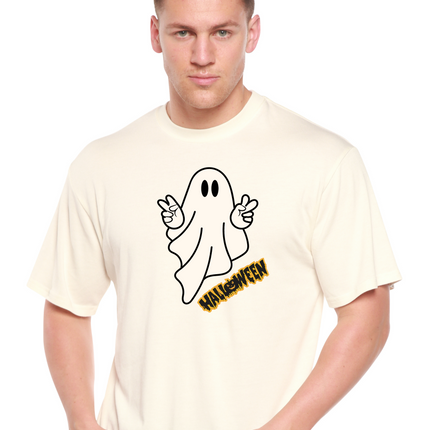 Halloween Ghost Unisex Bamboo Viscose/Organic Cotton Short Sleeve Graphic T-Shirt