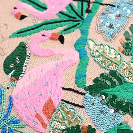 Tropical Pink Flamenco Embellished Tote – Artisanal Elegance