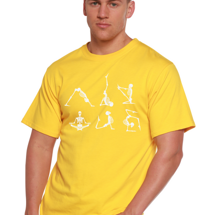 Halloween Skeleton Namaste Men's Bamboo Viscose/Organic Cotton Short Sleeve Graphic T-Shirt