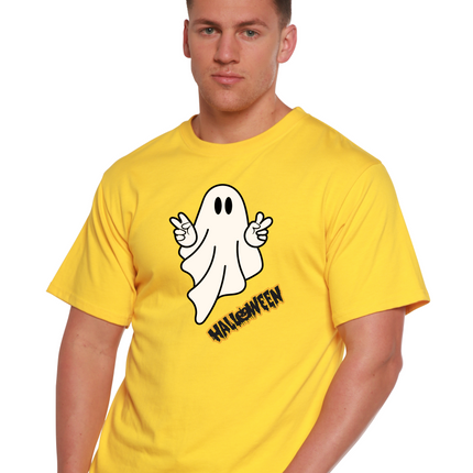 Halloween Ghost Unisex Bamboo Viscose/Organic Cotton Short Sleeve Graphic T-Shirt