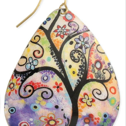 Whimsical Tree of Life Teardrop Earrings