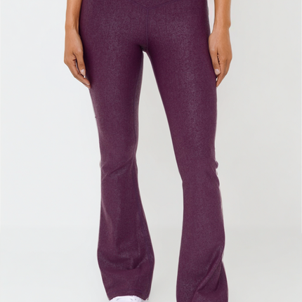 Luxe Edge Leather-Look Crossover Flare Leggings