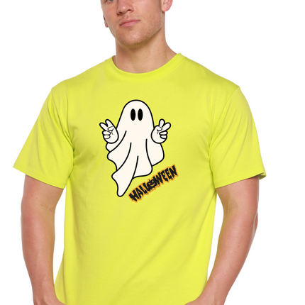 Halloween Ghost Unisex Bamboo Viscose/Organic Cotton Short Sleeve Graphic T-Shirt