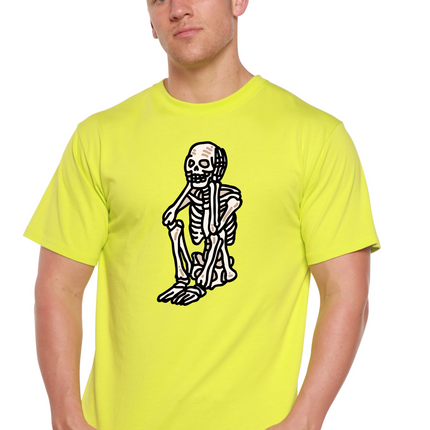 Sad Skeleton Halloween Unisex Bamboo Viscose/Organic Cotton Short Sleeve Graphic T-Shirt