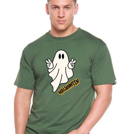 Halloween Ghost Unisex Bamboo Viscose/Organic Cotton Short Sleeve Graphic T-Shirt