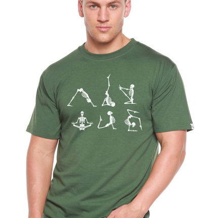 Halloween Skeleton Namaste Men's Bamboo Viscose/Organic Cotton Short Sleeve Graphic T-Shirt