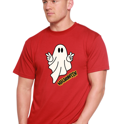 Halloween Ghost Unisex Bamboo Viscose/Organic Cotton Short Sleeve Graphic T-Shirt