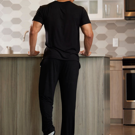 Men's Soft Bamboo Lounge Pajama Set - Short Sleeve Top & Pants