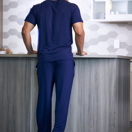 Men's Soft Bamboo Lounge Pajama Set - Short Sleeve Top & Pants