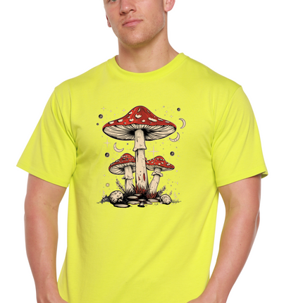 Boho Retro Hippie Mushrooms Natural Unisex Bamboo/Cotton Graphic T-Shirt