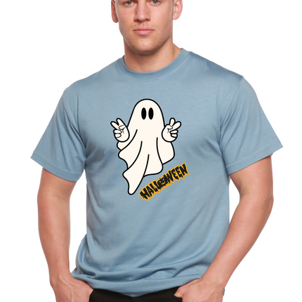 Halloween Ghost Unisex Bamboo Viscose/Organic Cotton Short Sleeve Graphic T-Shirt