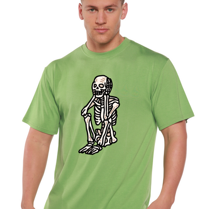 Sad Skeleton Halloween Unisex Bamboo Viscose/Organic Cotton Short Sleeve Graphic T-Shirt