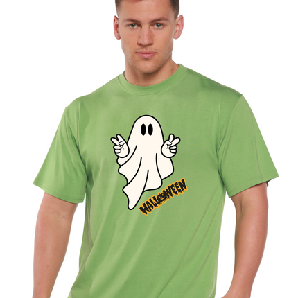 Halloween Ghost Unisex Bamboo Viscose/Organic Cotton Short Sleeve Graphic T-Shirt