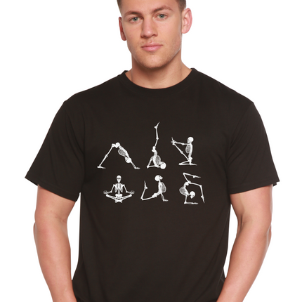 Halloween Skeleton Namaste Men's Bamboo Viscose/Organic Cotton Short Sleeve Graphic T-Shirt