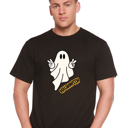 Halloween Ghost Unisex Bamboo Viscose/Organic Cotton Short Sleeve Graphic T-Shirt