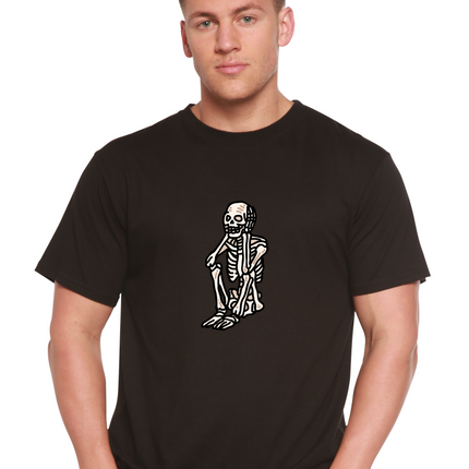 Sad Skeleton Halloween Unisex Bamboo Viscose/Organic Cotton Short Sleeve Graphic T-Shirt