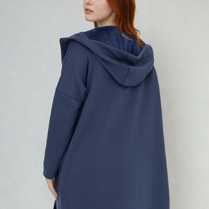 Cozy Comfort  Zip Up Hoodie Jacket  Teal Navy
