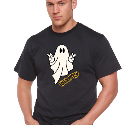 Halloween Ghost Unisex Bamboo Viscose/Organic Cotton Short Sleeve Graphic T-Shirt