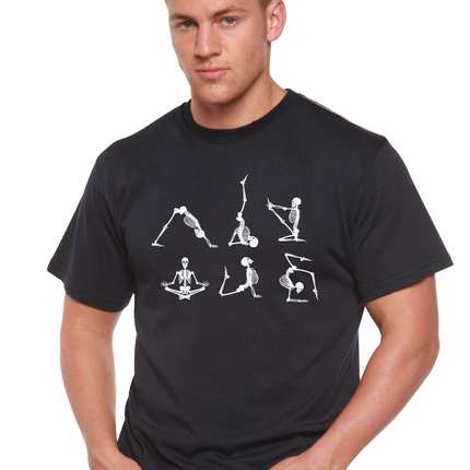 Halloween Skeleton Namaste Men's Bamboo Viscose/Organic Cotton Short Sleeve Graphic T-Shirt