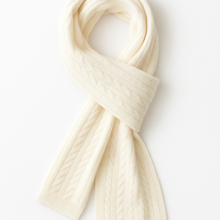 Angora and Wool | Knit Scarf (solid, beige)