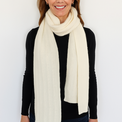 Angora and Wool | Knit Scarf (solid, beige)