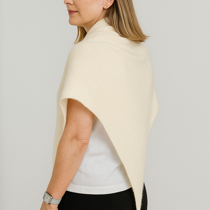 Angora and Wool | Triangle Knit Scarf (solid, beige)