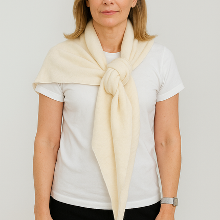 Angora and Wool | Triangle Knit Scarf (solid, beige)
