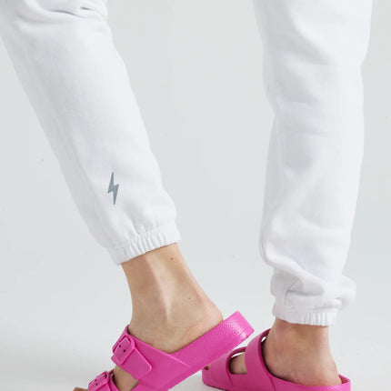 Electric Fleece Joggers in White