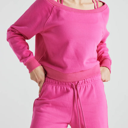 Off Shoulder Sweatshirt in PINK