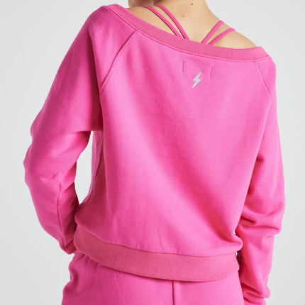 Off Shoulder Sweatshirt in PINK