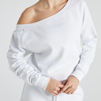 Off Shoulder Sweatshirt in White