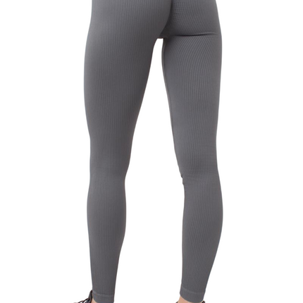 Seamless Ribbed High-Waisted Push-Up Leggings for Women - Yoga, Workout, Gym, and Casual Wear