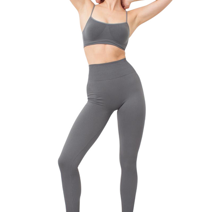 Seamless Ribbed High-Waisted Push-Up Leggings for Women - Yoga, Workout, Gym, and Casual Wear