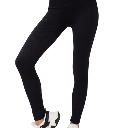 Seamless Ribbed High-Waisted Push-Up Leggings for Women - Yoga, Workout, Gym, and Casual Wear