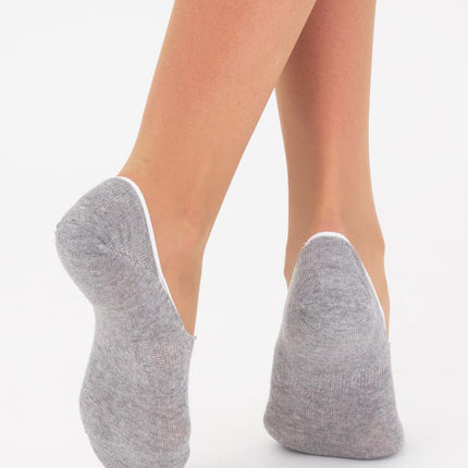 No Show Socks Set for Women - Soft, Breathable, Anti-Slip Socks with Silicone Grip, Invisible Design, Size 36/40, 3 pairs, Black/Light Grey Melange/Panna