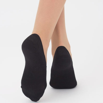 No Show Socks Set for Women - Soft, Breathable, Anti-Slip Socks with Silicone Grip, Invisible Design, Size 36/40, 3 pairs, Black/Light Grey Melange/Panna