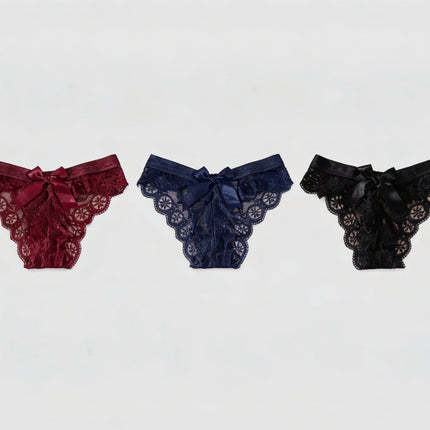 3 Pack Lace Bow Cheeky Panty